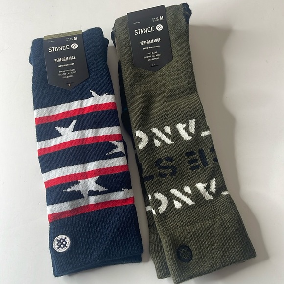 Stance Army and Patriotic Over the Calf Snow Socks 2 Pairs Medium - Picture 1 of 15
